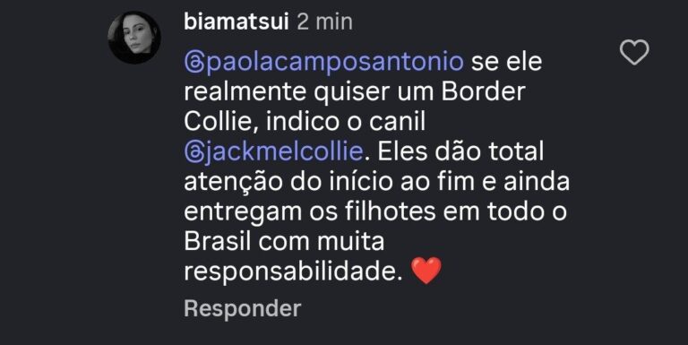 Depoimento de cliente do canil Jackmel